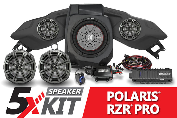 Desert Parts UTV - SSV Works - 2020-2023 Polaris RZR Pro Phase X Kicker 5-Speaker Plug-&-Play System - PN: 220-RZ5-Q5xK2